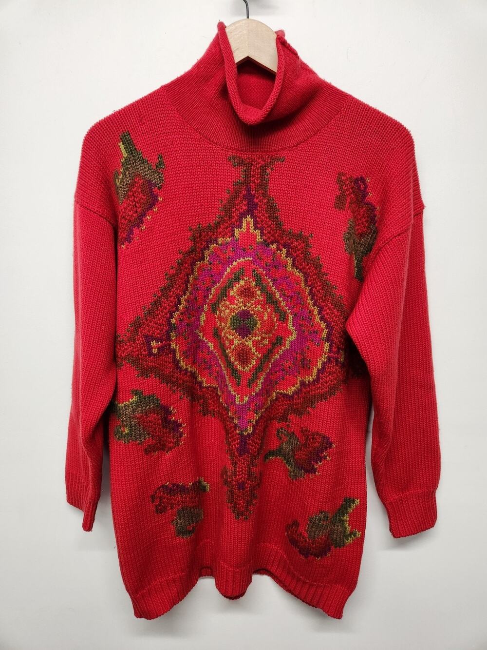 Linda Allard For Ellen Tracy Women's Wool/Mohair Rolled Neck Sweater/Tunic, Sz L